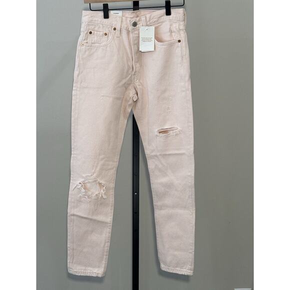NWT Levi's 501 Skinny in Summer Charm Pink Heavyweight Rigid Crop Jeans 25 - Picture 1 of 3